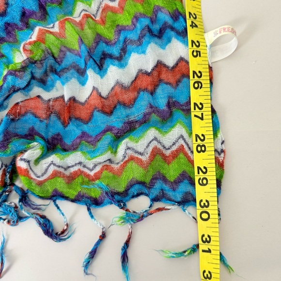 Fresh Brewed Girly Light Weight Colorful Zigzag Pattern Scarf square 30” - Picture 4 of 4